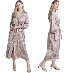 Good American Honey Leopard Satin Robe Dress